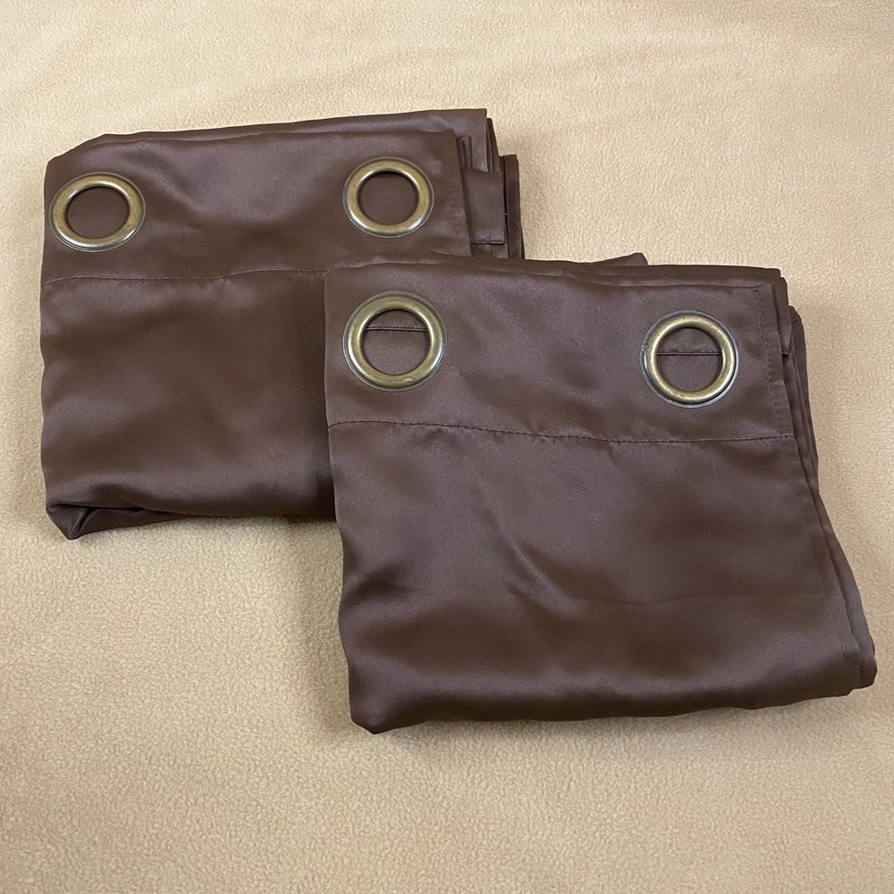 Better Homes and Gardens Curtain Panels Brown Grommet Satin Set of 2 Window GUC